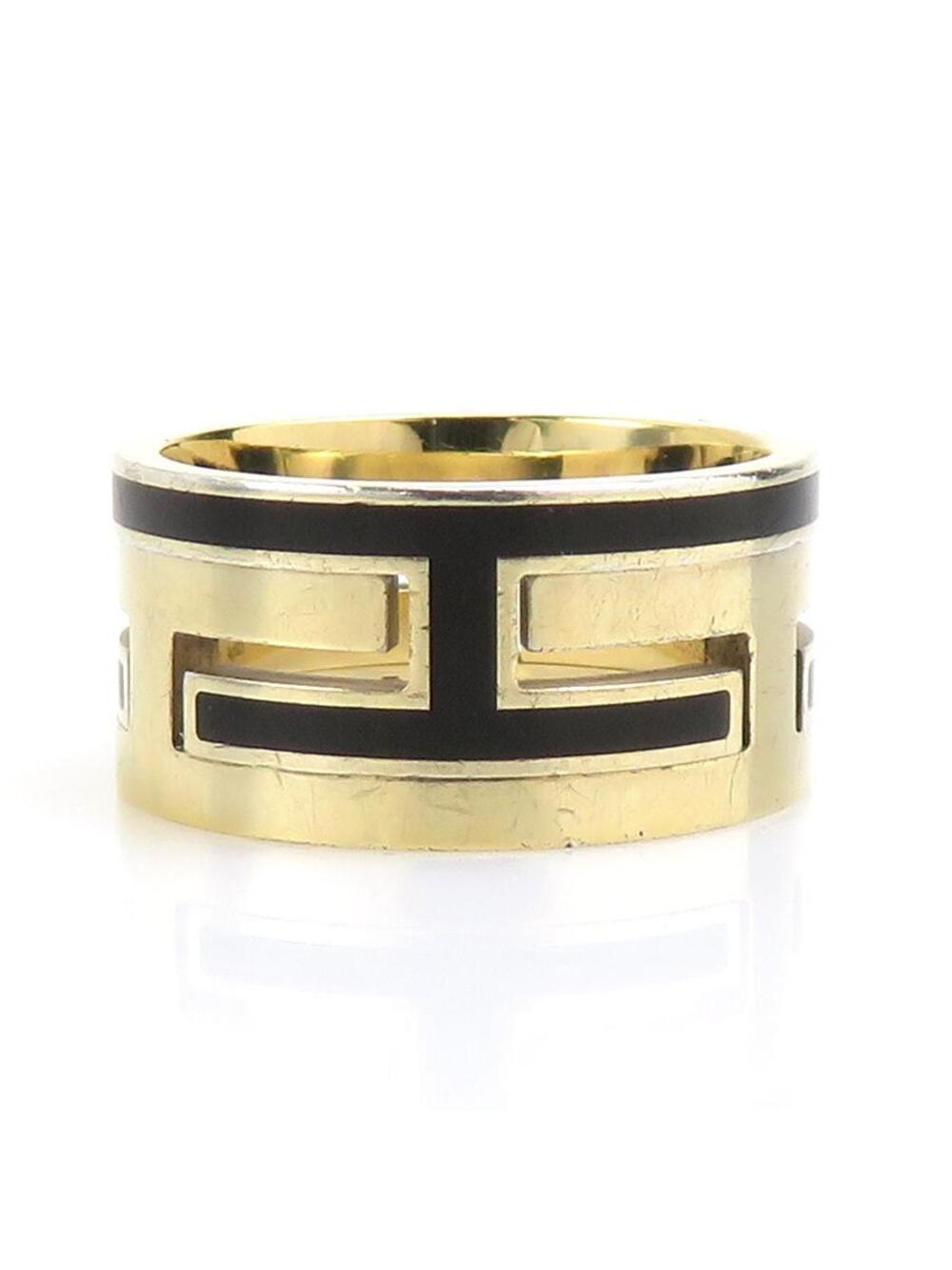 Auth Hermes Move H Ring Gold/Black #345756H16B